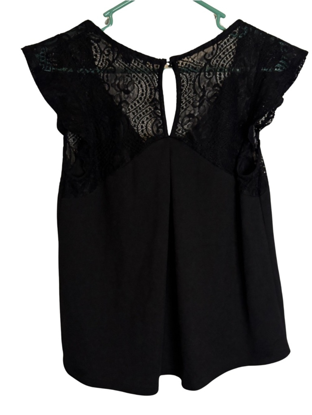 3/$20 HeartSoul Black Lace Cap Sleeve Blouse - Picture 2 of 5